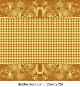 yellow and brown background with floral ornaments