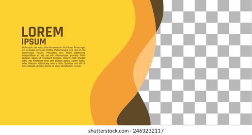 Yellow and brown background with writing. The background has a checkered pattern as a transparent illustration, can be filled with photos.