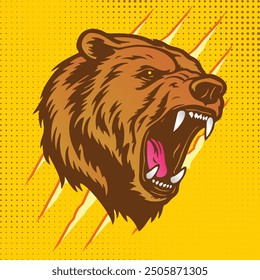 
yellow brown bear logo and claw marks