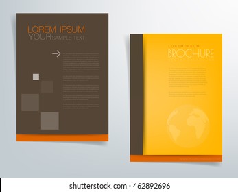 Yellow and brown brochure template vector background flyer header design with space for text and message design in A4 size