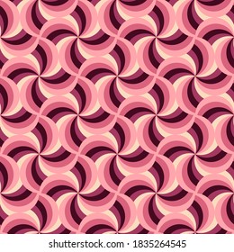 yellow, brown, burgundy, pink, beige smoothly curved stripes are grouped and arranged in rows. colorful seamless pattern. vector