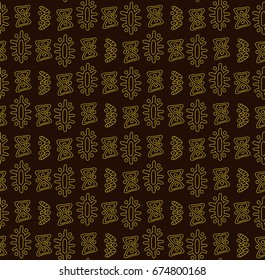 Yellow and brown doodles ornamental decorative seamless vector pattern