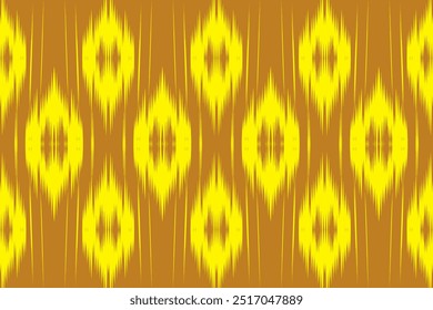  Yellow and Brown Ikat: Seamless Geometric Pattern for Cozy Interiors and Stylish Fabrics, Textiles and Rustic Home Decor