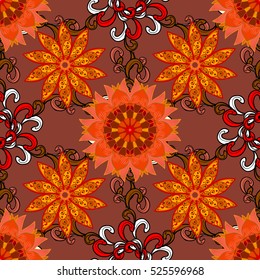 yellow and brown petals mandalas. vector illustration texture