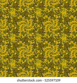yellow and brown petals mandalas. vector illustration texture