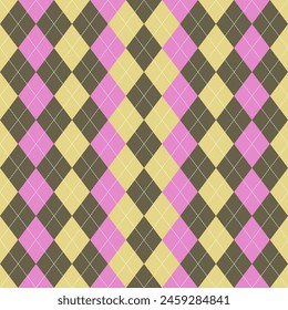 Yellow and Brown and Pink Diamond Shape Fabric Background that is seamless pattern