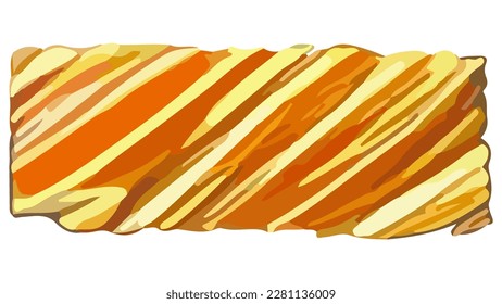 Yellow brown rectangular shape with diagonal brush strokes in grunge style. Irregular shapes and rough edges. Vector design element.