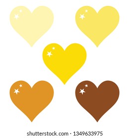 Yellow and brown set, hearts clip art, vector illustration