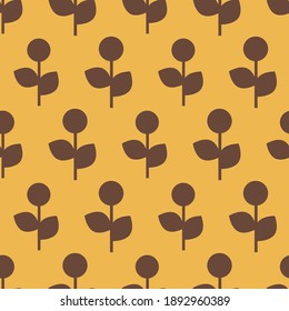 Yellow and brown vintage flower seamless repeat