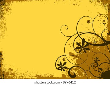 Gelb-brauner, warmer Sommer grunge, floraler Hintergrund