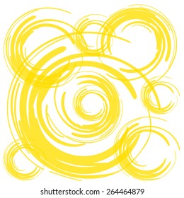 yellow brush circles on white background vector