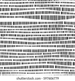 Yellow Brush lines and Black Chaotic Dots. Seamless pattern. 
