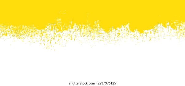 Yellow brush stroke background. Yellow ink splash on backdrop. Brush background for wallpaper, paint splatter template, dirt banner, watercolor design, dirty texture. Trendy brush background, vector