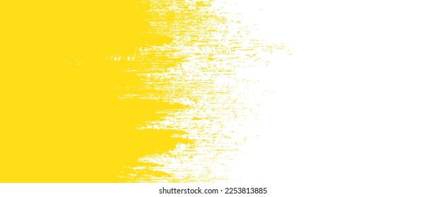 Yellow brush stroke background. Yellow ink splash on backdrop. Brush background for wallpaper, paint splatter template, dirt banner, watercolor design, dirty texture. Trendy brush background, vector