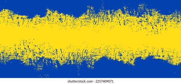 Fondo del pincel amarillo. Tinta amarilla salpicada en el fondo. Fondo de pincel para papel de pared, plantilla de bandeja de pintura, banner de suciedad, diseño de acuarela, textura sucia. Fondo de pincel de moda, vector