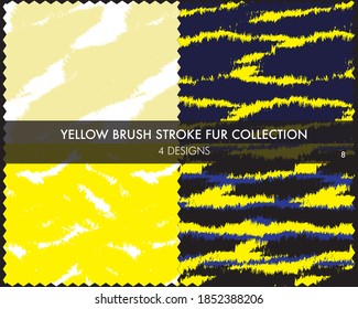 Yellow Brush stroke fur collection includes 4 design swatches for fashion prints, homeware, graphics, backgrounds