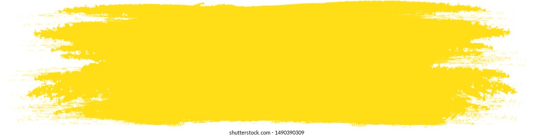 Yellow brush stroke isolated on white background. Brush stroke for yellow ink paint, grunge backdrop, dirt banner, watercolor design and dirty texture. Creative art concept, vector illustration