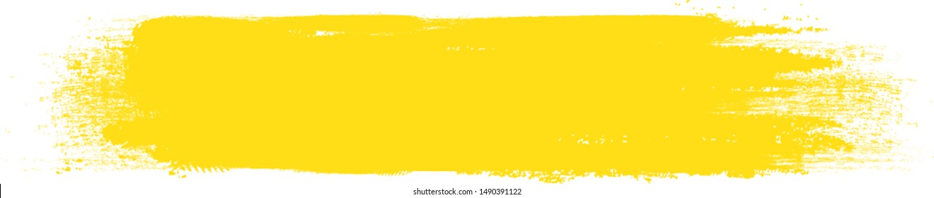 Yellow brush stroke isolated on white background. Brush stroke for yellow ink paint, grunge backdrop, dirt banner, watercolor design and dirty texture. Creative art concept, vector illustration