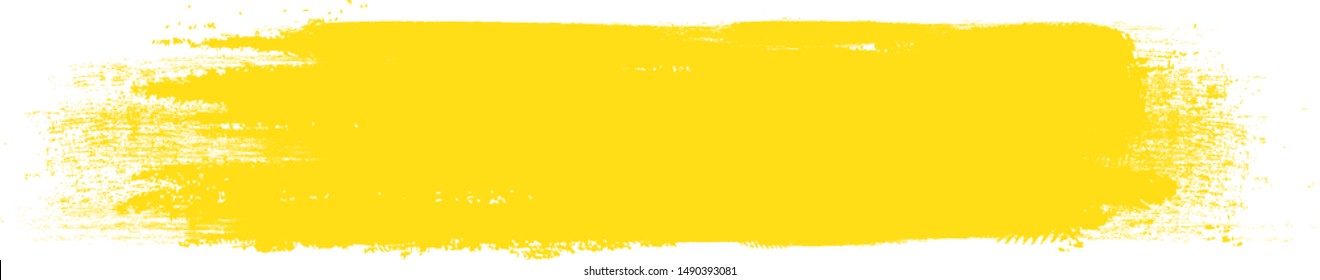Yellow brush stroke isolated on white background. Brush stroke for yellow ink paint, grunge backdrop, dirt banner, watercolor design and dirty texture. Creative art concept, vector illustration