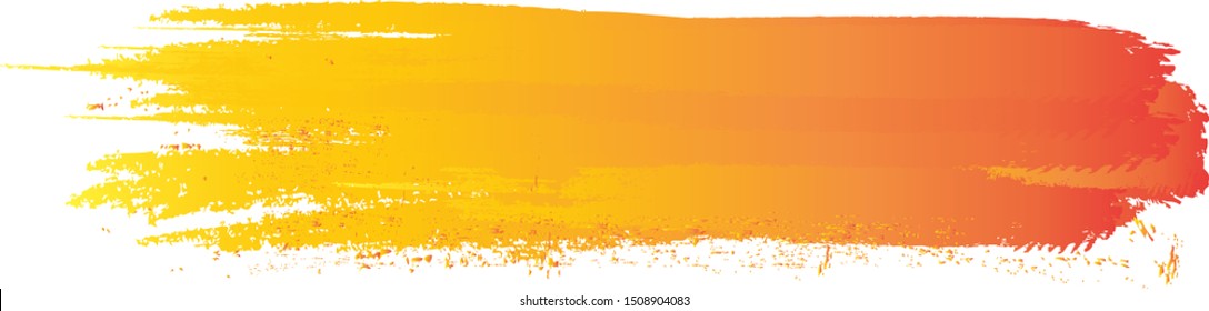 Yellow brush stroke isolated on white background. Brush stroke for orange ink paint, grunge backdrop, dirt banner, watercolor design and dirty texture. Creative gradient concept, vector illustration