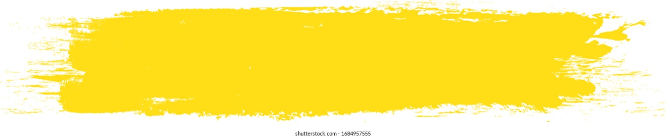 Yellow brush stroke isolated on white background. Trendy brush stroke for yellow ink paint, grunge backdrop, dirt banner, watercolor design and dirty texture. Brush stroke vector illustration