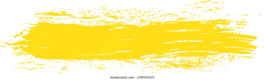 Yellow brush stroke isolated on white background. Trendy brush stroke for yellow ink paint, grunge backdrop, dirt banner, watercolor design and dirty texture. Brush stroke vector illustration