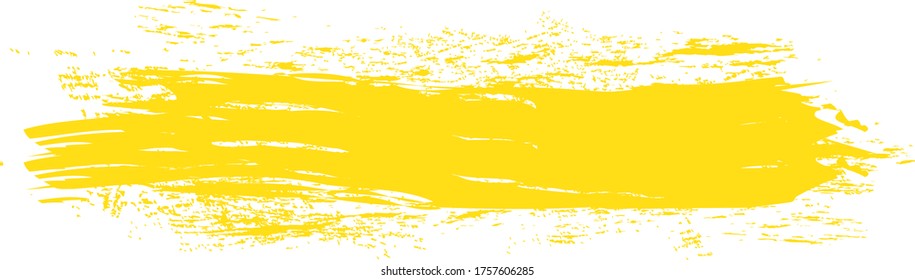 Yellow brush stroke isolated on white background. Trendy brush stroke for yellow ink paint, grunge backdrop, dirt banner, watercolor design and dirty texture. Brush stroke vector illustration