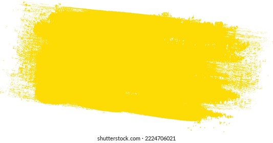 Golpe de pincel amarillo aislado en el fondo. Vector de trazo de pincel para pintura de tinta, elemento de diseño de grunge, banner de suciedad, diseño de acuarela, textura sucia. Icono de pincel de moda, ilustración vectorial