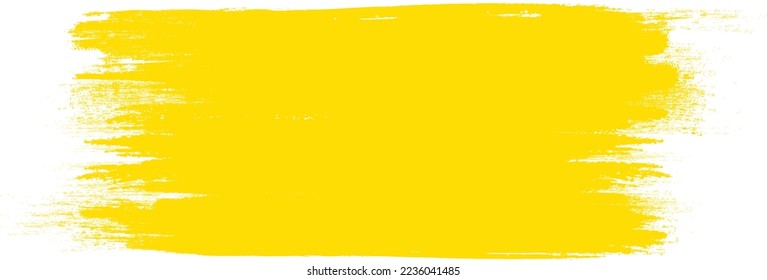 Golpe de pincel amarillo aislado en el fondo. Vector de trazo de pincel para pintura de tinta, elemento de diseño de grunge, banner de suciedad, diseño de acuarela, textura sucia. Icono de pincel de moda, ilustración vectorial