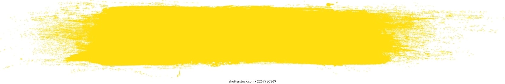Golpe de pincel amarillo aislado en el fondo. Vector de trazo de pincel para pintura de tinta, elemento de diseño de grunge, banner de suciedad, diseño de acuarela, textura sucia. Icono de pincel de moda, ilustración vectorial