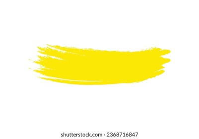 Yellow brush stroke isolated on white background. Brush stroke for yellow ink paint, grunge backdrop, dirt banner, watercolor design and dirty texture. Creative art concept, vector illustration
