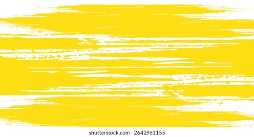 Traço de pincel amarelo isolado no plano de fundo branco. Traçado de pincel para tinta amarela, fundo grunge, faixa de sujeira, design de aquarela e textura suja. Arte criativa conceito artes modernas