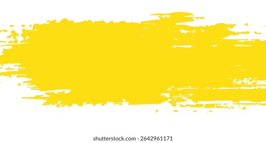 Traço de pincel amarelo isolado no plano de fundo branco. Traçado de pincel para tinta amarela, fundo grunge, faixa de sujeira, design de aquarela e textura suja. Arte criativa conceito artes modernas