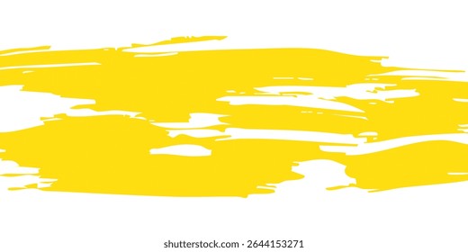 Yellow brush stroke isolated on white background. Brush stroke for yellow ink paint, grunge backdrop, dirt banner, watercolor design and dirty texture. Creative art concept modern arts