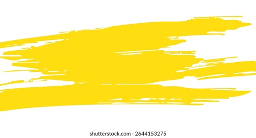 Traço de pincel amarelo isolado no plano de fundo branco. Traçado de pincel para tinta amarela, fundo grunge, faixa de sujeira, design de aquarela e textura suja. Arte criativa conceito artes modernas