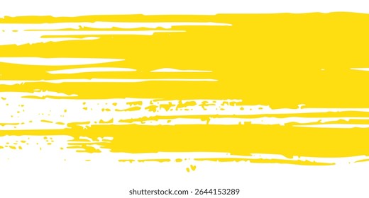 Traço de pincel amarelo isolado no plano de fundo branco. Traçado de pincel para tinta amarela, fundo grunge, faixa de sujeira, design de aquarela e textura suja. Arte criativa conceito artes modernas