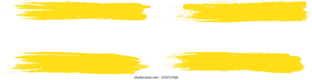 Yellow brush stroke set isolated on white background.Trendy brush stroke for yellow ink paint,grunge backdrop, dirt banner,watercolor design and dirty texture.Creative art concept, vector illustration