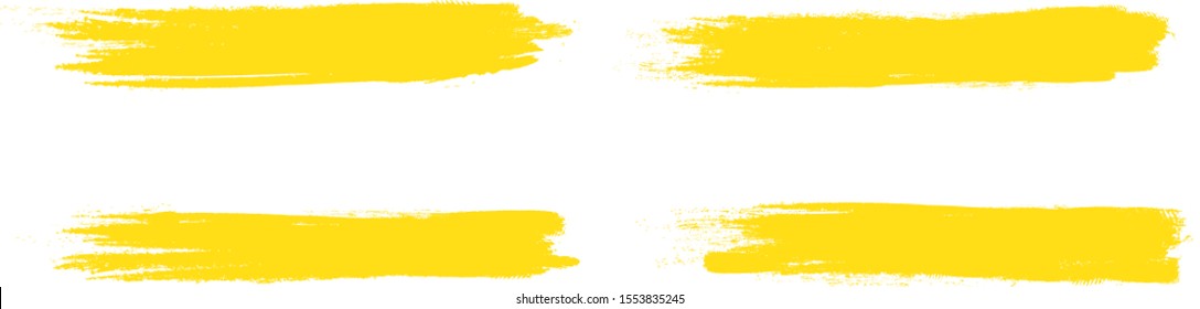 Yellow brush stroke set isolated on white background.Trendy brush stroke for yellow ink paint,grunge backdrop, dirt banner,watercolor design and dirty texture.Creative art concept, vector illustration