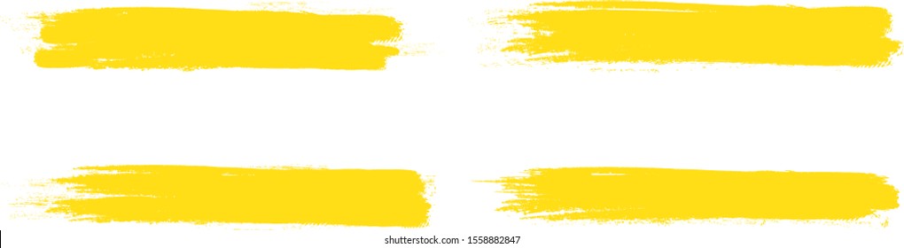 Yellow brush stroke set isolated on white background.Trendy brush stroke for yellow ink paint,grunge splash, dirt banner, watercolor design and dirty texture. Creative art concept, vector illustration