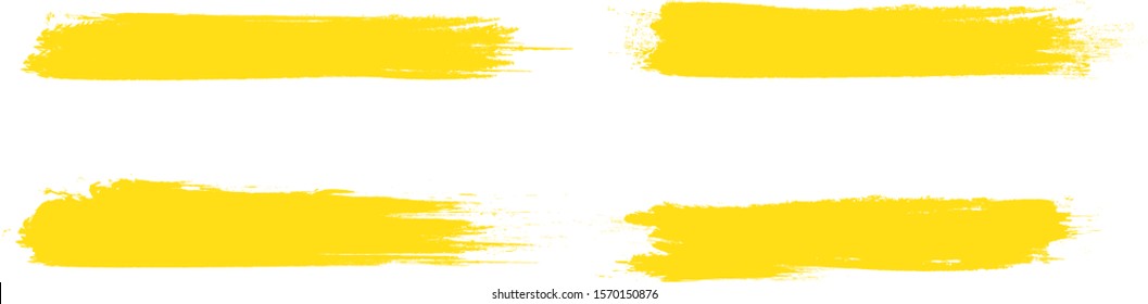 Yellow brush stroke set isolated on white background. Trendy brush stroke for yellow ink paint, grunge splash, dirt banner, watercolor design and dirty texture.Creative art concept,vector illustration