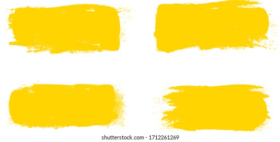 Yellow brush stroke set isolated on white background. Trendy brush stroke vector for yellow ink paint, grunge backdrop, dirt banner, watercolor design and dirty texture. Brush stroke vector