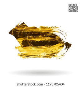 Yellow brush stroke and texture. Grunge vector abstract hand - painted element. Underline and border design.