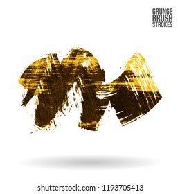 Yellow brush stroke and texture. Grunge vector abstract hand - painted element. Underline and border design.