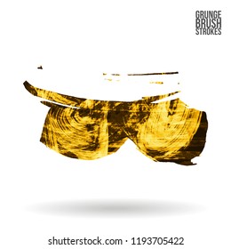 Yellow brush stroke and texture. Grunge vector abstract hand - painted element. Underline and border design.