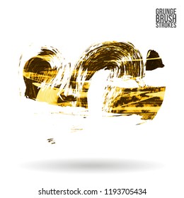 Yellow brush stroke and texture. Grunge vector abstract hand - painted element. Underline and border design.