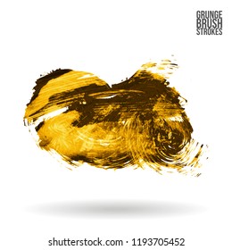 Yellow brush stroke and texture. Grunge vector abstract hand - painted element. Underline and border design.
