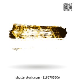 Yellow brush stroke and texture. Grunge vector abstract hand - painted element. Underline and border design.