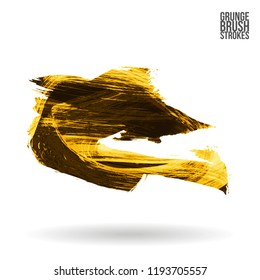 Yellow brush stroke and texture. Grunge vector abstract hand - painted element. Underline and border design.