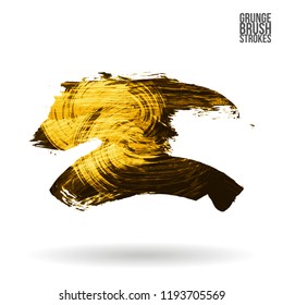 Yellow brush stroke and texture. Grunge vector abstract hand - painted element. Underline and border design.