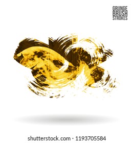 Yellow brush stroke and texture. Grunge vector abstract hand - painted element. Underline and border design.